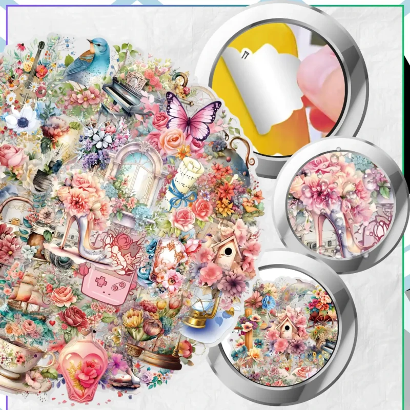 Naklejki kwiatowe 58szt dla dzieci DIY dekoracja scrapbooking 9.webp