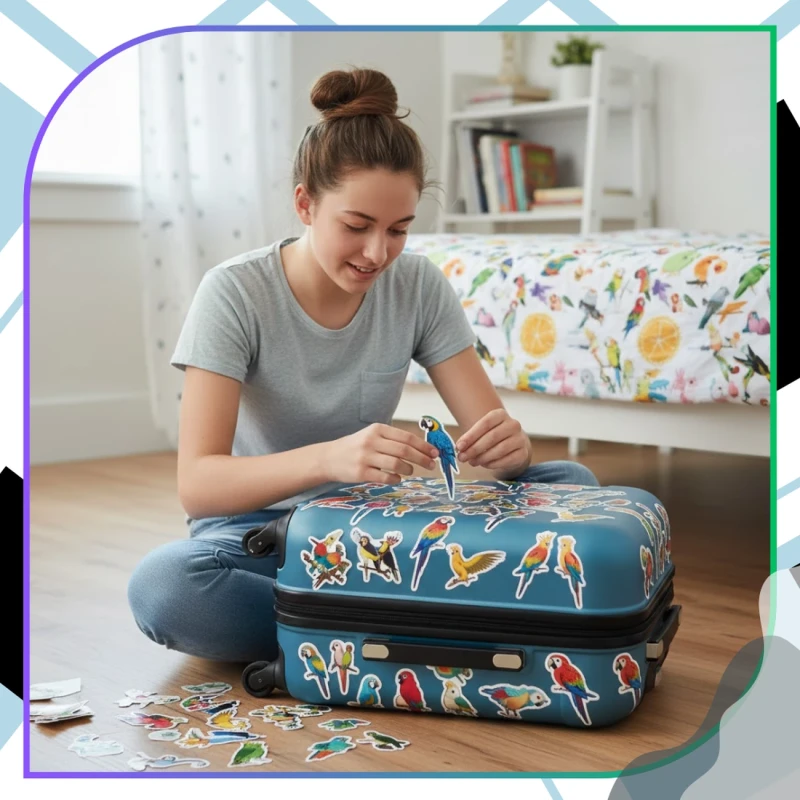 Naklejki kolorowe papugi 110szt dla dzieci DIY dekoracja 2.webp