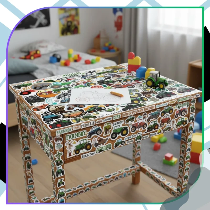 Naklejki traktory kolorowe zestaw 50szt dla dzieci DIY dekoracja 1.webp