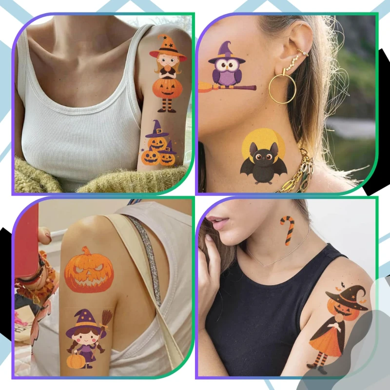 Tatuaże zmywalne Halloween dla dzieci zestaw 10 arkuszy 1.webp