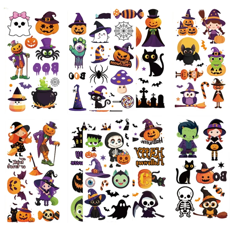 Tatuaże zmywalne Halloween dla dzieci zestaw 10 arkuszy 6.webp