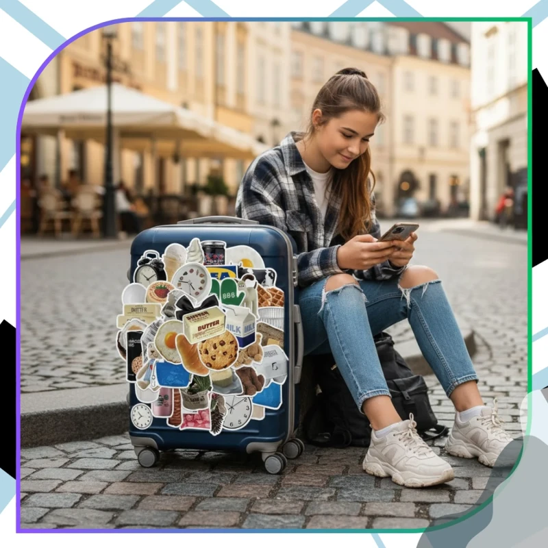 Naklejki jedzenie codzienne przedmioty zestaw 50szt dla dzieci DIY dekoracja 6.webp