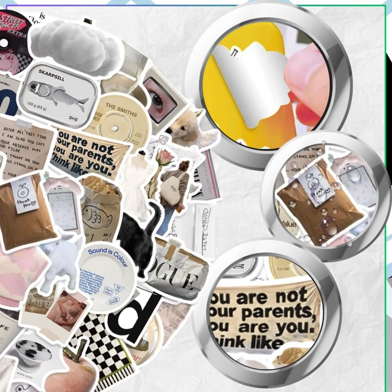 Naklejki aesthetic VSCO modne zestaw 57szt dla dzieci DIY dekoracja 4.webp
