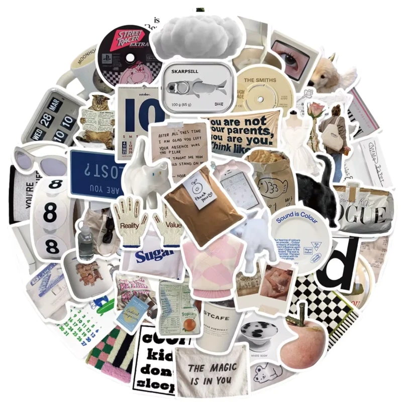 Naklejki aesthetic VSCO modne zestaw 57szt dla dzieci DIY dekoracja 5.webp