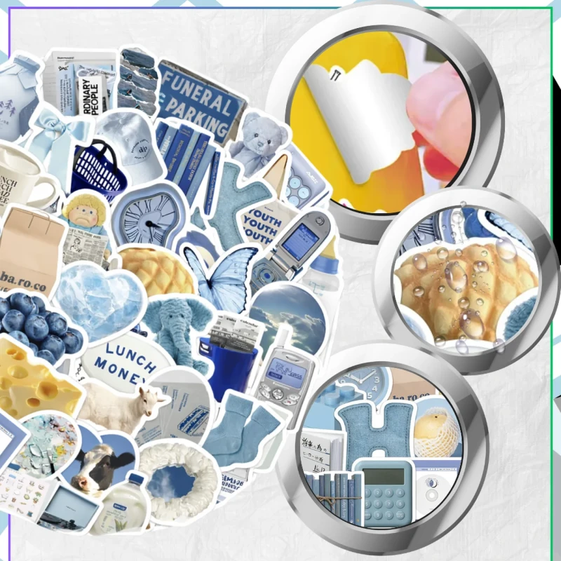 Naklejki blue aesthetic bluecore zestaw 60szt DIY dekoracja 4.webp