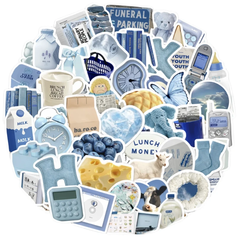 Naklejki blue aesthetic bluecore zestaw 60szt DIY dekoracja 5.webp