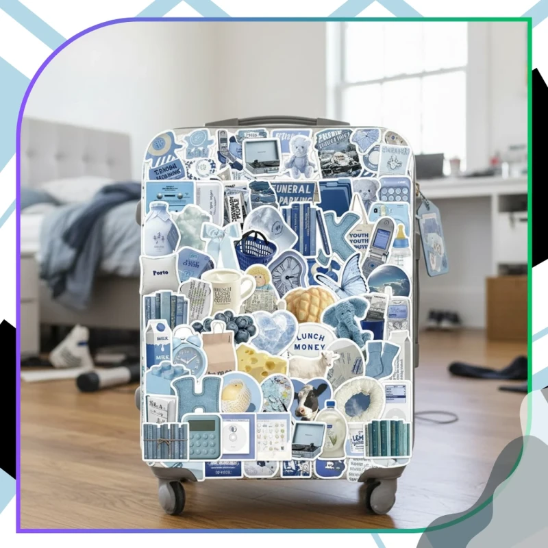 Naklejki blue aesthetic bluecore zestaw 60szt DIY dekoracja 7.webp