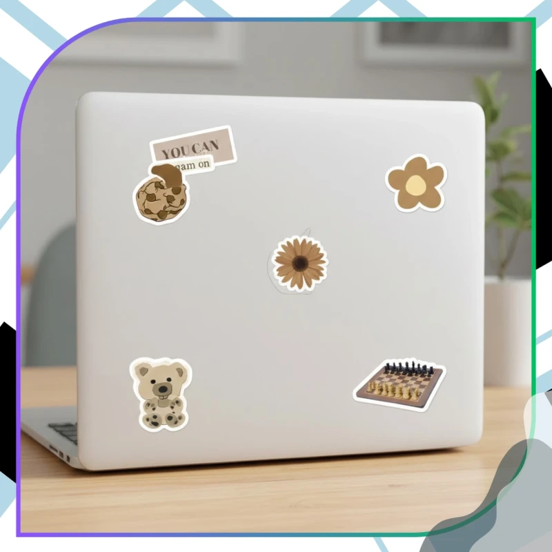 Naklejki brown aesthetic vintage zestaw 60szt DIY dekoracja 8.webp