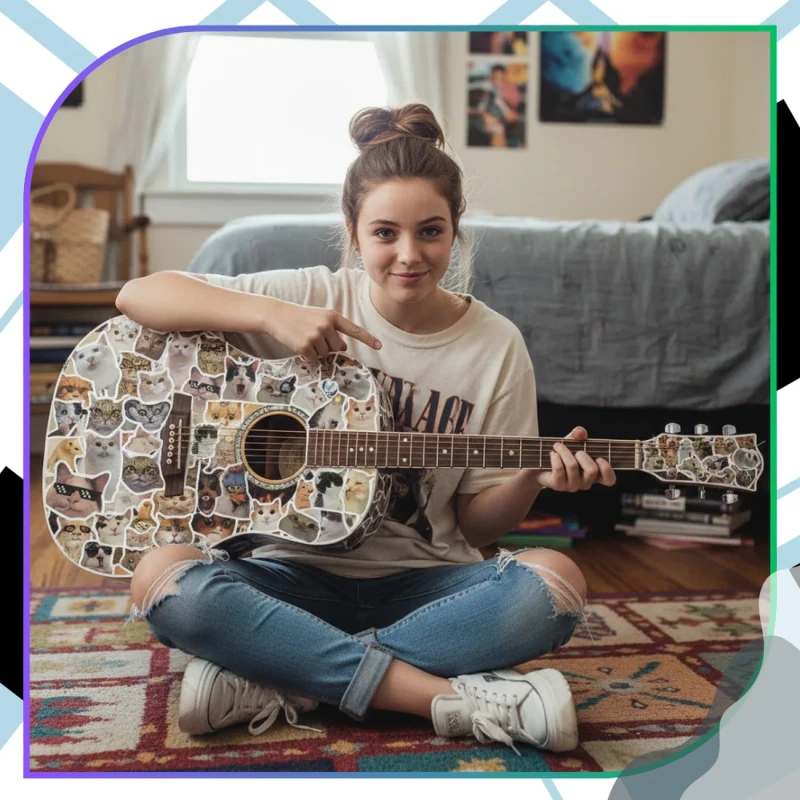Naklejki koty śmieszne memy zestaw 50szt DIY dekoracja 7.webp