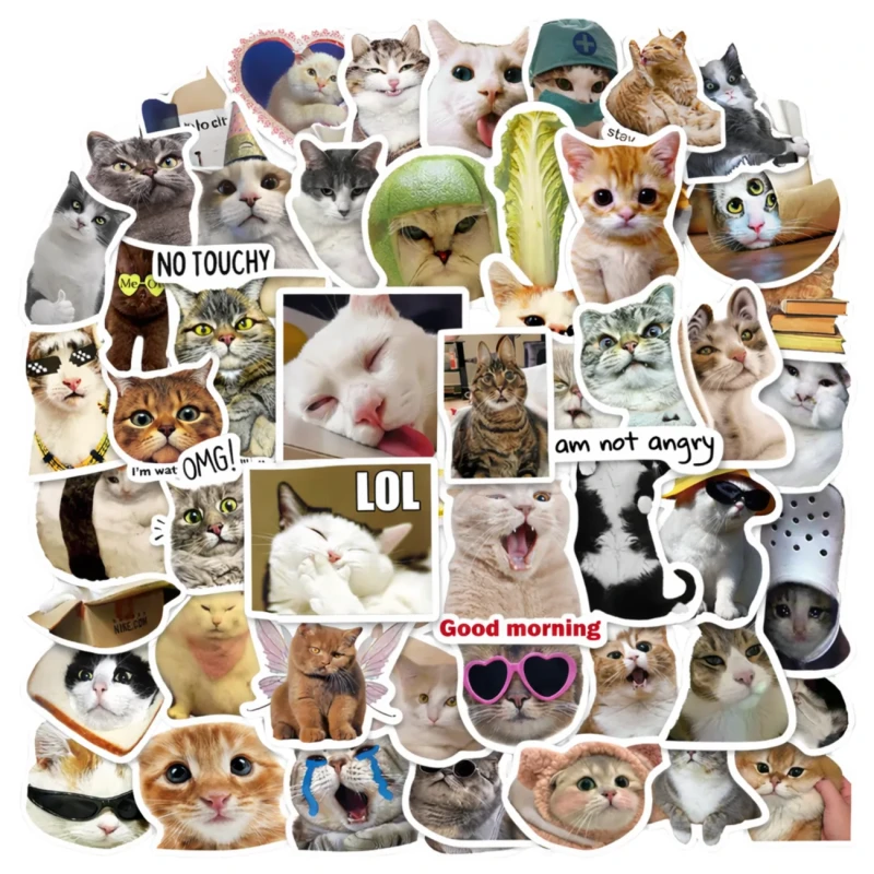 Naklejki koty memy zestaw 50szt DIY dekoracja 5.webp