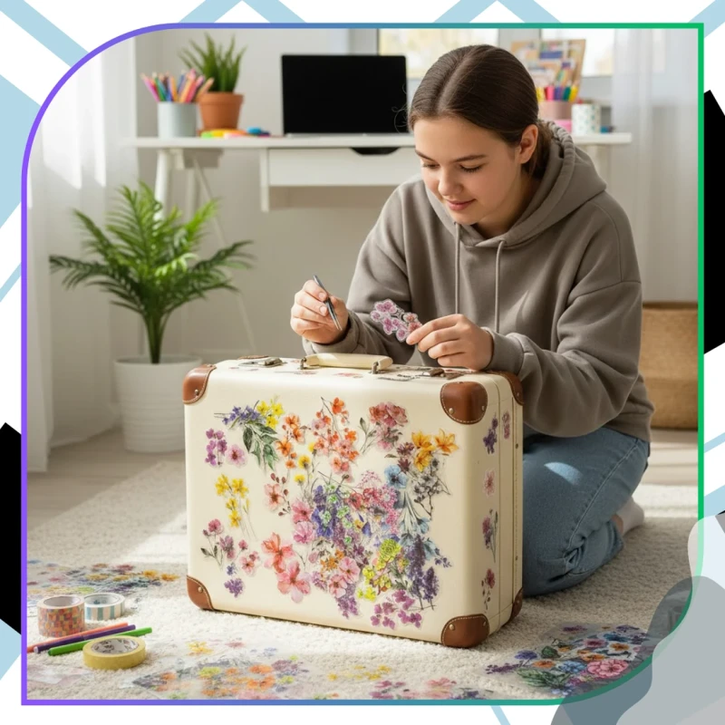 Naklejki kwiatowe przezroczyste zestaw 50szt DIY dekoracja 9.webp