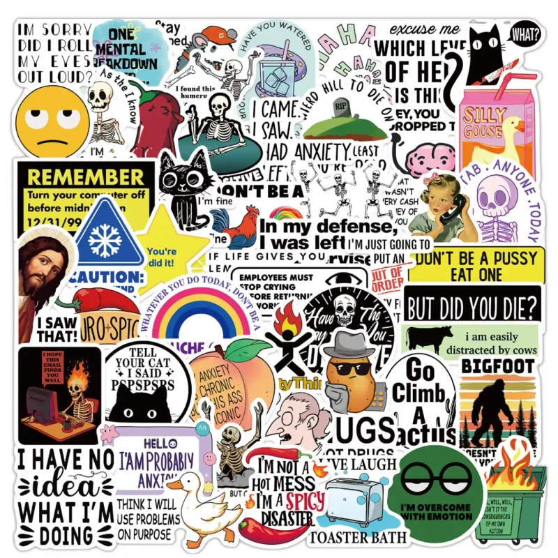 Naklejki sarkastyczne memy zestaw 50szt DIY dekoracja 1.webp