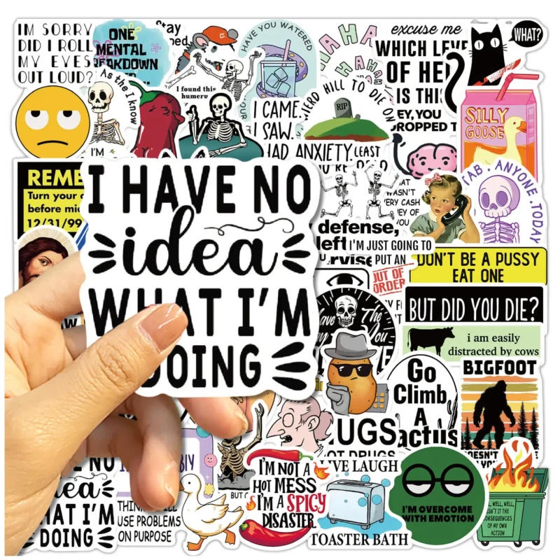 Naklejki sarkastyczne memy zestaw 50szt DIY dekoracja 2.webp