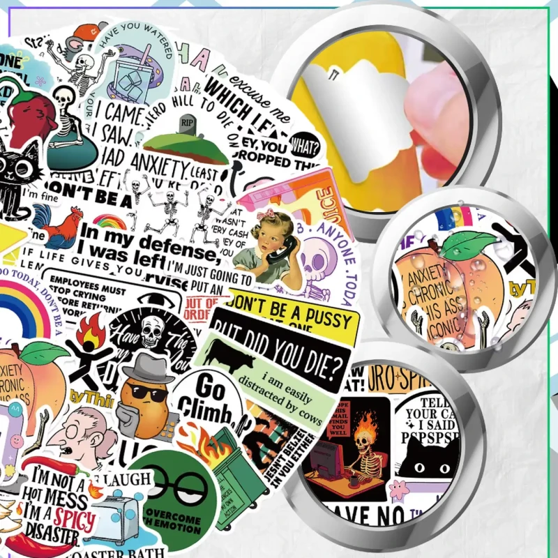 Naklejki sarkastyczne memy zestaw 50szt DIY dekoracja 4.webp