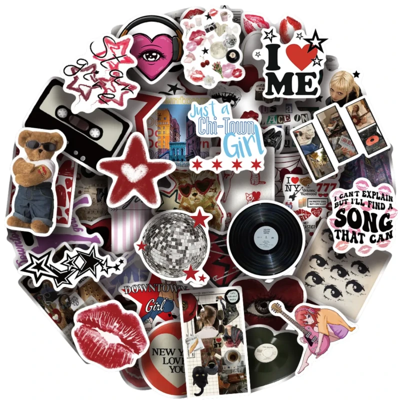 Naklejki Y2K Downtown girl wodoodporne zestaw 50szt DIY dekoracja 5.webp