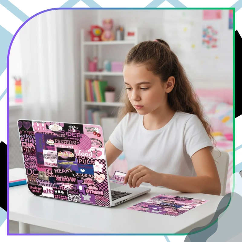 Naklejki Y2K różowe czarne fioletowe zestaw 50szt DIY dekoracja 8.webp