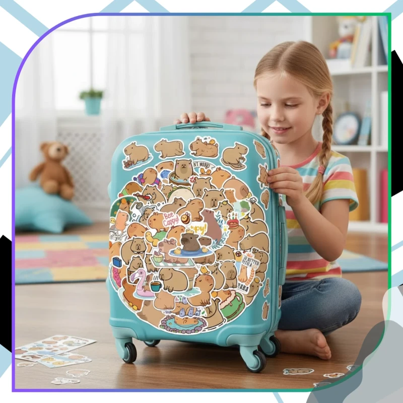 Naklejki z kapibarą kolorowe zestaw 50szt dla dzieci DIY dekoracja 8.webp