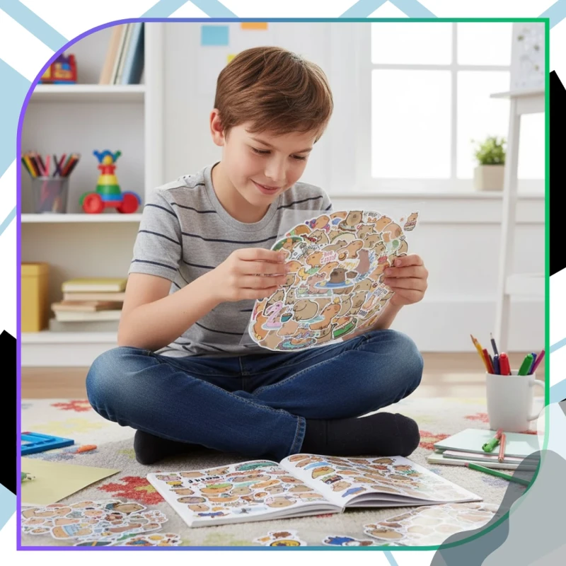 Naklejki z kapibarą kolorowe zestaw 50szt dla dzieci DIY dekoracja 10.webp