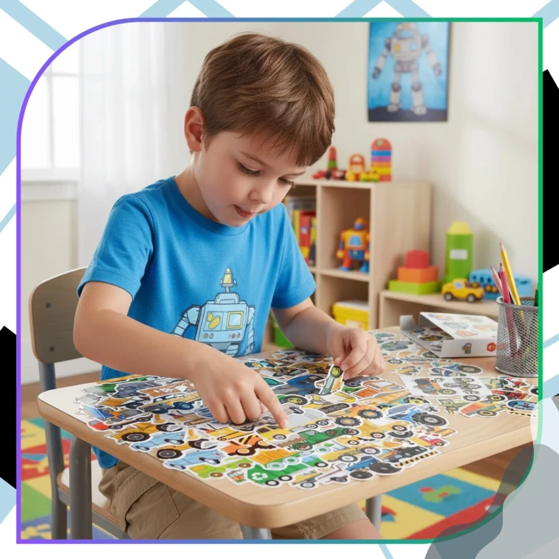 Naklejki ciężarówki zestaw 50szt kolorowe dla dzieci DIY dekoracja 7.webp