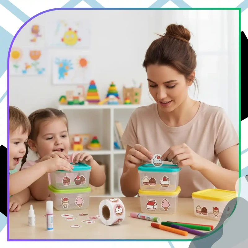 Naklejki ciastka kawaii okrągłe na rolce dla dzieci zestaw 500szt kolorowe DIY dekoracja 6.webp