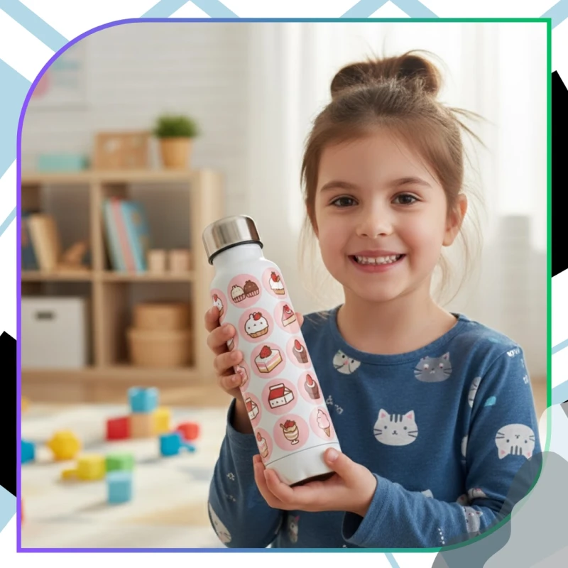 Naklejki ciastka kawaii okrągłe na rolce dla dzieci zestaw 500szt kolorowe DIY dekoracja 9.webp