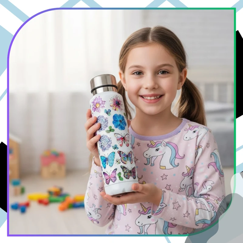 Naklejki kwiaty motyle na rolce dla dzieci zestaw 500szt kolorowe DIY dekoracja 6.webp