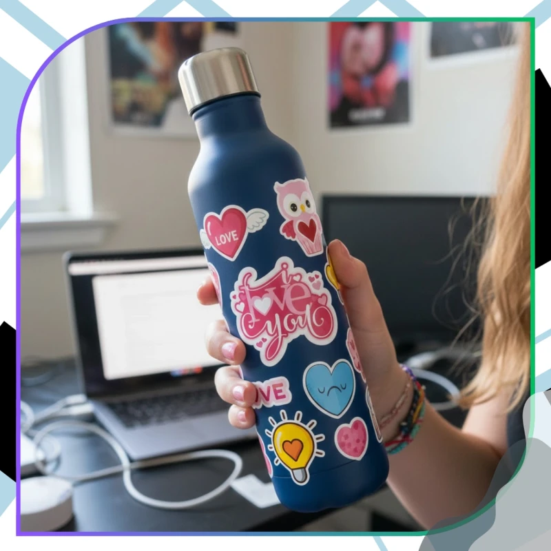 Naklejki walentynkowe serca zestaw 50szt kolorowe dla DIY dekoracja 8.webp
