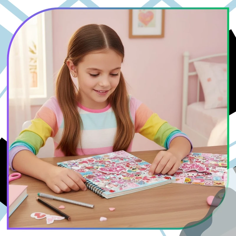 Naklejki walentynkowe serca zestaw 50szt kolorowe dla DIY dekoracja 9.webp
