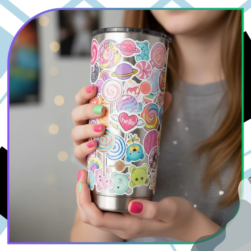 Naklejki lizaki zestaw 50szt kolorowe dla dzieci DIY dekoracja 9.webp