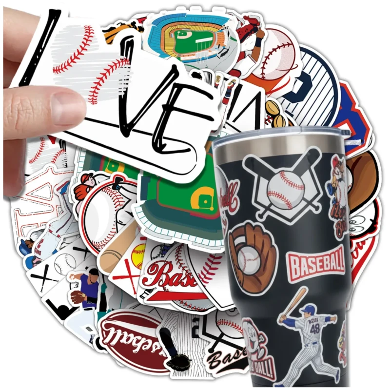 Naklejki baseball zestaw 50szt kolorowe dla dzieci DIY dekoracja 3.webp