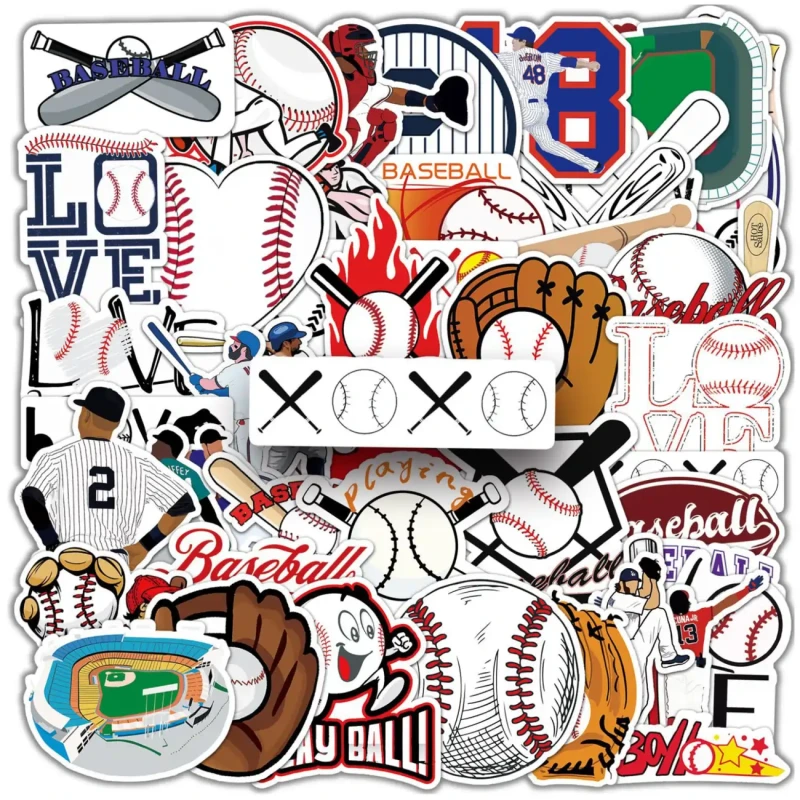 Naklejki baseball zestaw 50szt kolorowe dla dzieci DIY dekoracja 1.webp