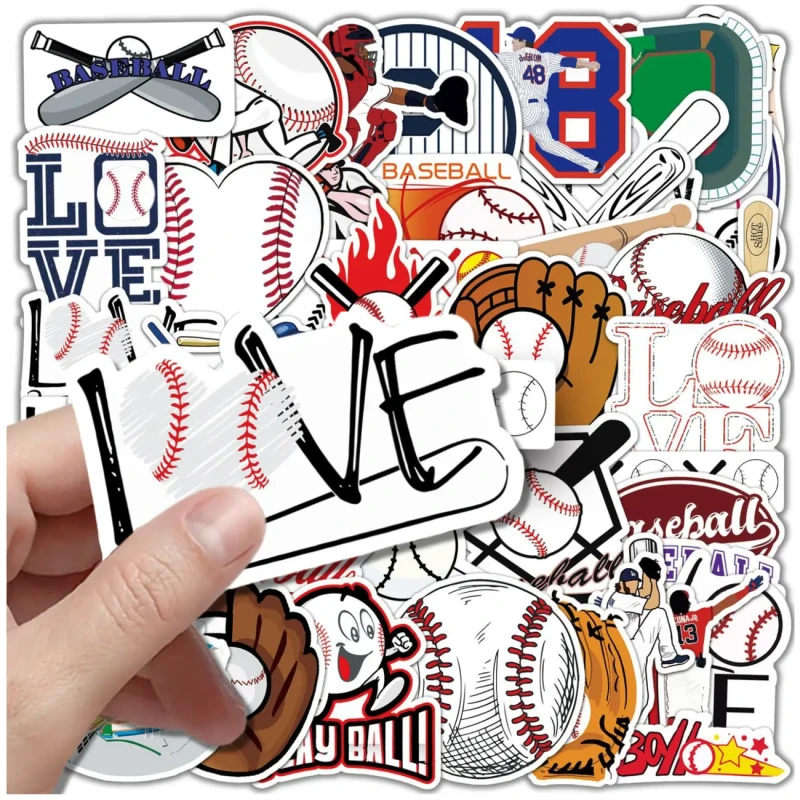 Naklejki baseball zestaw 50szt kolorowe dla dzieci DIY dekoracja 2.webp