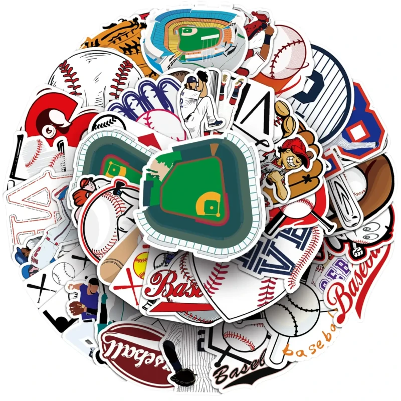 Naklejki baseball zestaw 50szt kolorowe dla dzieci DIY dekoracja 5.webp