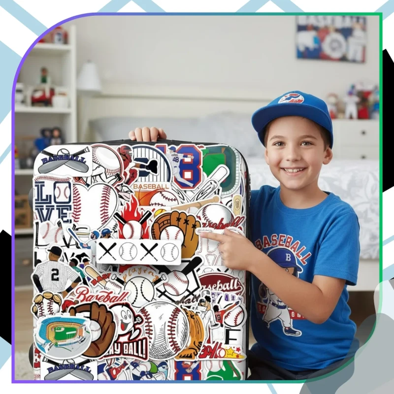 Naklejki baseball zestaw 50szt kolorowe dla dzieci DIY dekoracja 6.webp
