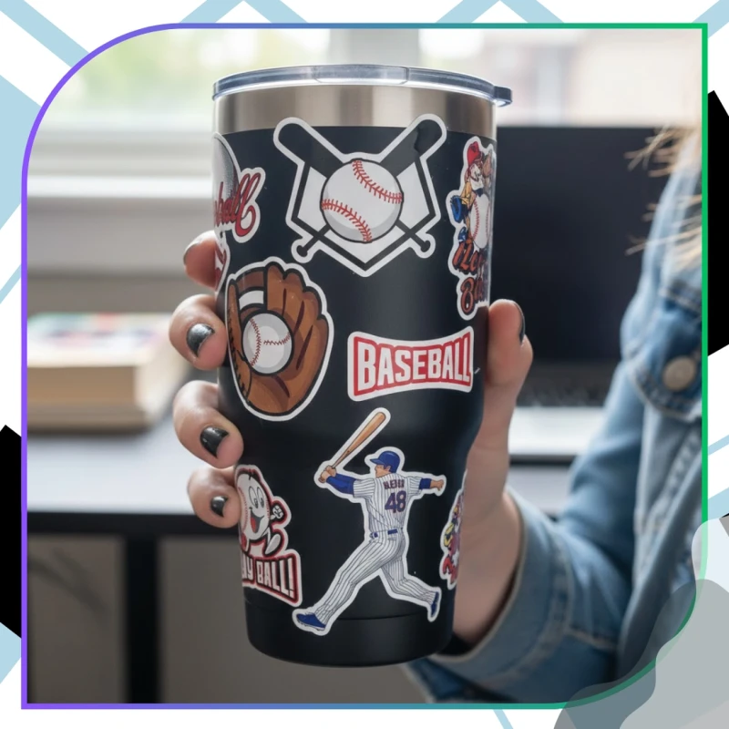 Naklejki baseball zestaw 50szt kolorowe dla dzieci DIY dekoracja 7.webp
