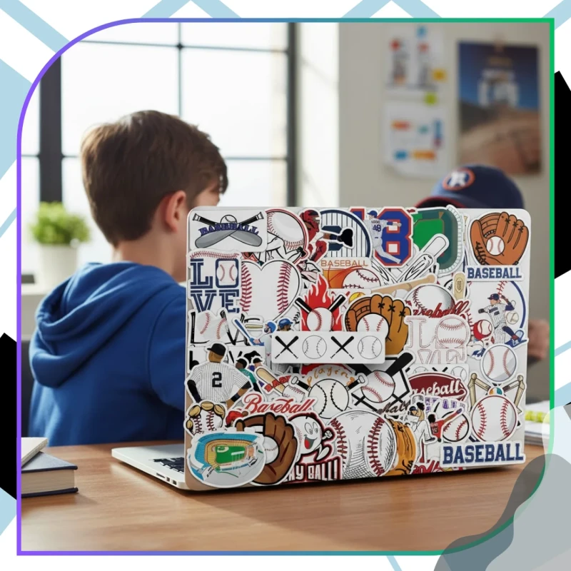 Naklejki baseball zestaw 50szt kolorowe dla dzieci DIY dekoracja 8.webp