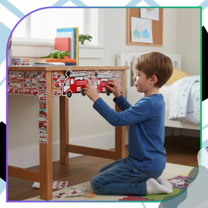 Naklejki wozy strażackie zestaw 50szt kolorowe dla dzieci DIY dekoracja 6.webp