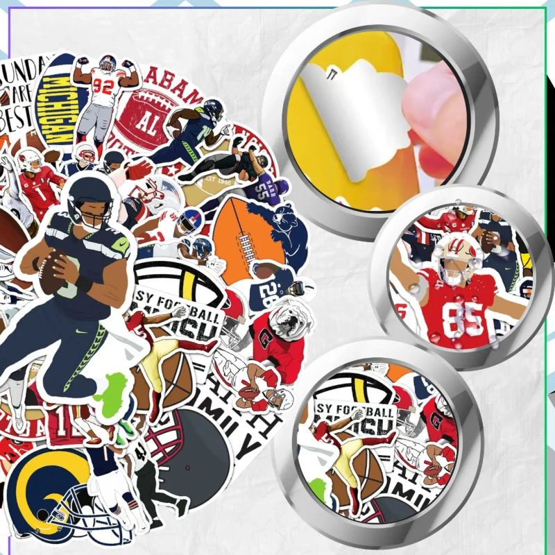 Naklejki rugby zestaw 50szt kolorowe dla dzieci DIY dekoracja 4.webp