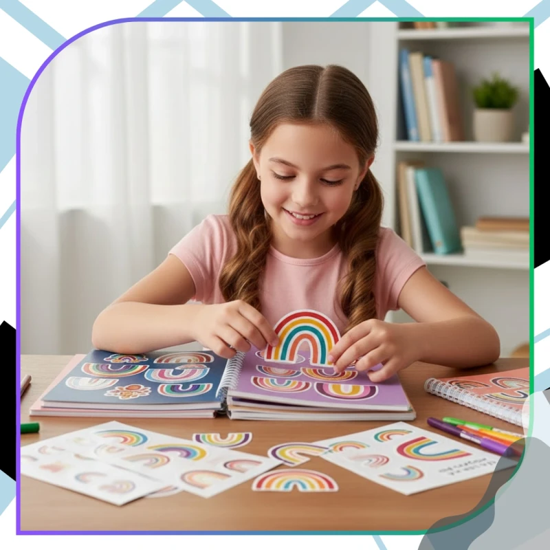Naklejki tęczowe zestaw 50szt kolorowe dla dzieci DIY dekoracja 9.webp