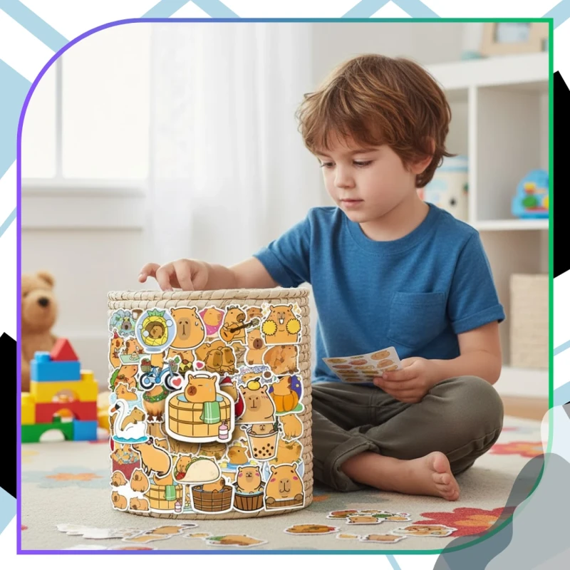Naklejki kapibara zestaw 50szt kolorowe dla dzieci DIY dekoracja 6.webp