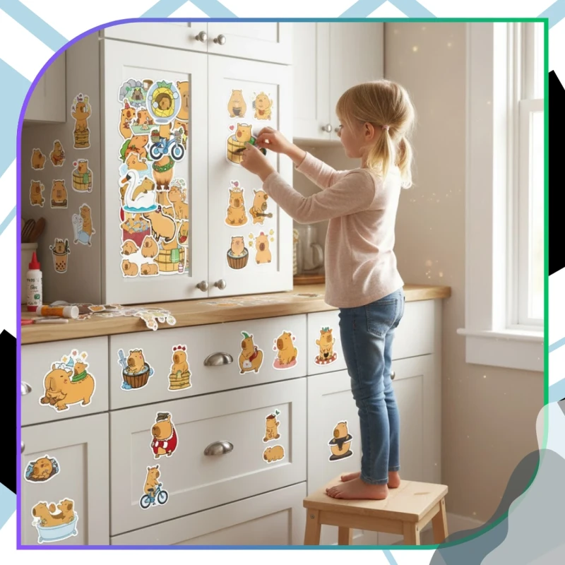 Naklejki kapibara zestaw 50szt kolorowe dla dzieci DIY dekoracja 7.webp