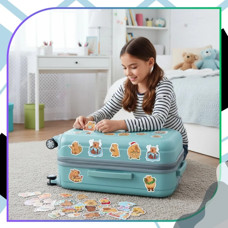 Naklejki urocza kapibara zestaw 100szt kolorowe DIY dekoracja 7.webp