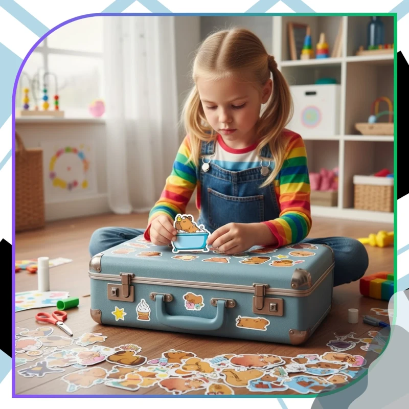 Naklejki kolorowe kapibara zestaw 50szt dla dzieci DIY dekoracja 8.webp