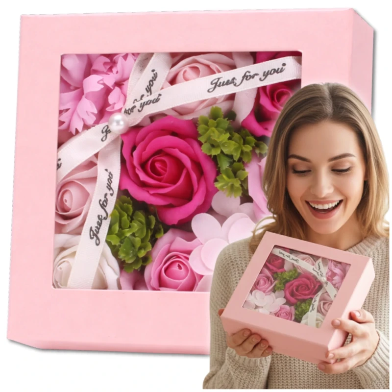 Flower Box zestaw róże zapachowe kwiaty mydlane na prezent 3.webp