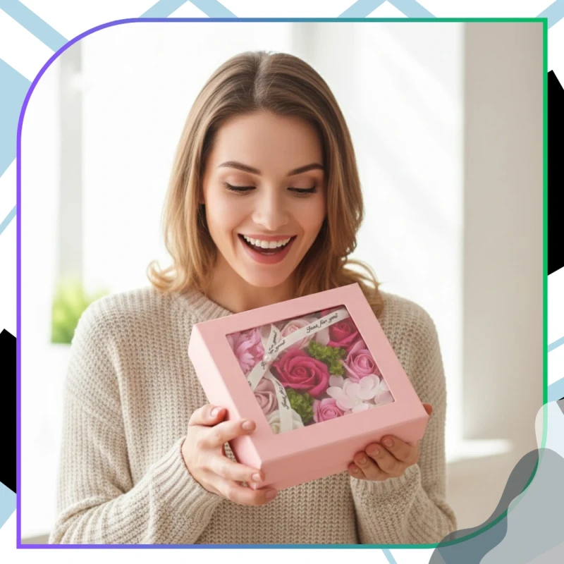 Flower Box zestaw róże zapachowe kwiaty mydlane na prezent 7.webp