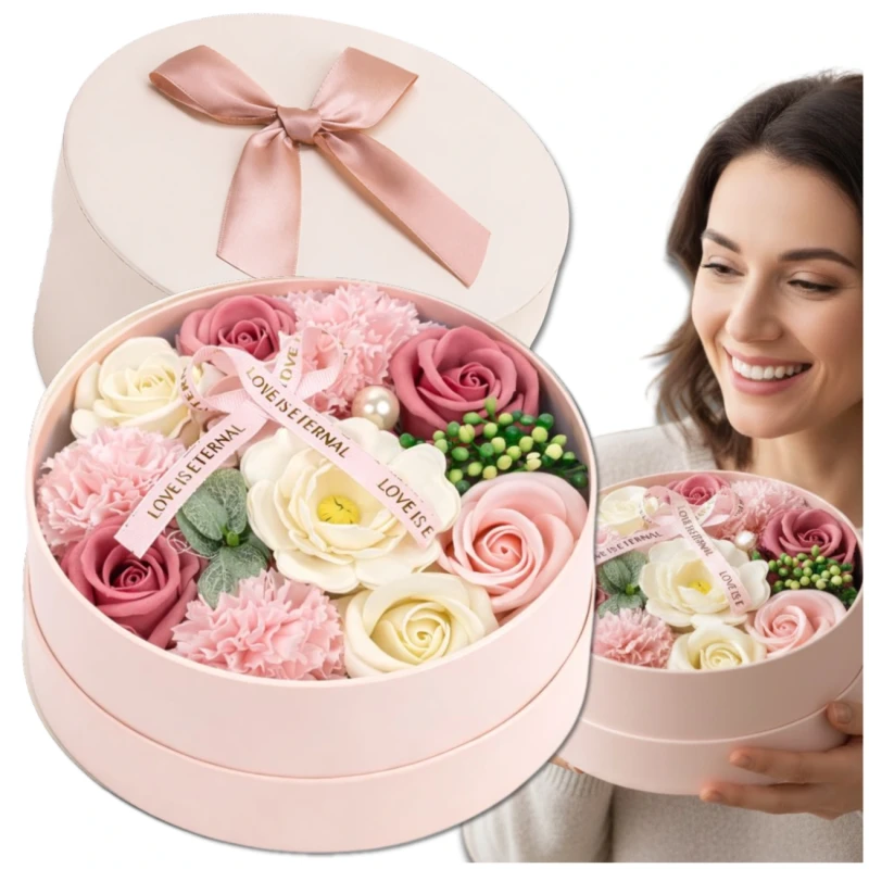 Flower Box bukiet zapachowych kwiatów mydlanych zestaw prezent 3.webp