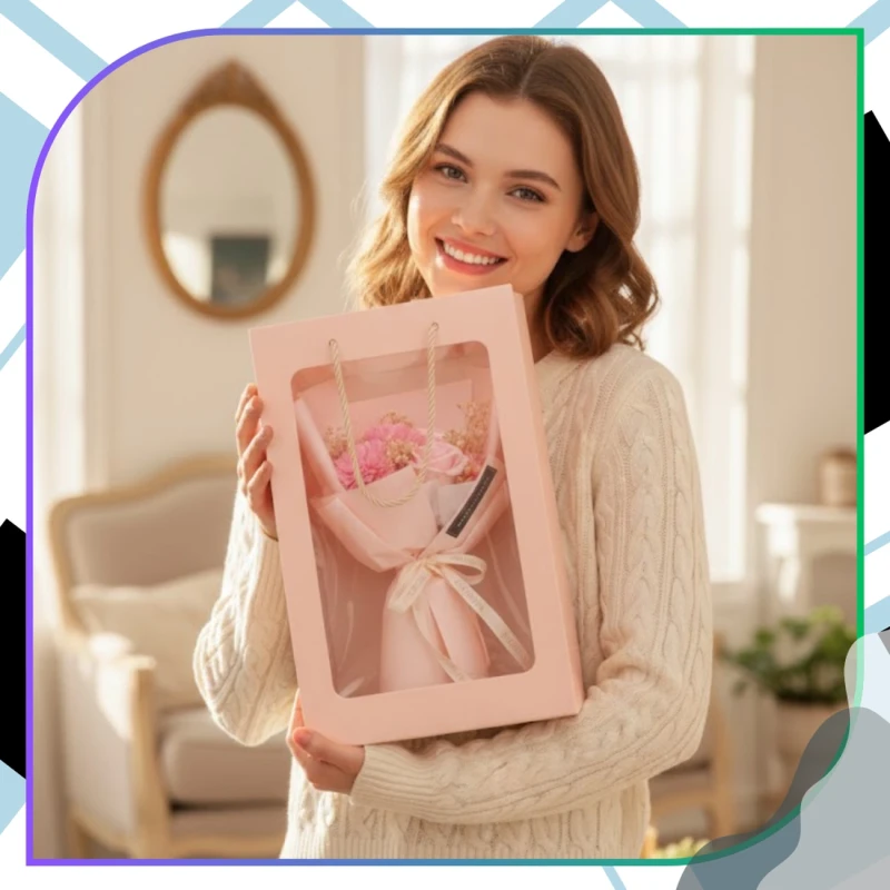 Flower Box mydlane różowe róże kwiaty zapachowe zestaw prezent 9.webp