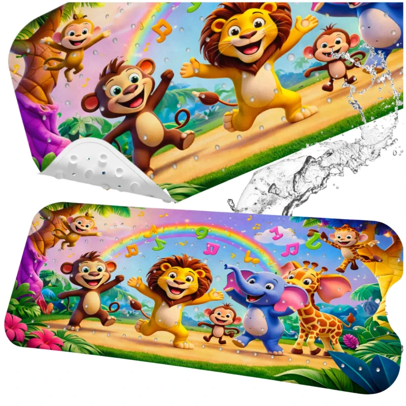 Mata do wanny dla dzieci antypoślizgowa do łazienki 100x40 cm kolorowa 2.webp