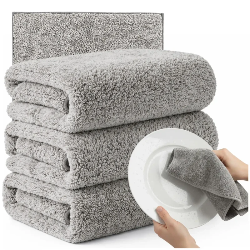 Ściereczki ścierki z mikrofibry 30 cm szare zestaw 3 sztuk  3.webp