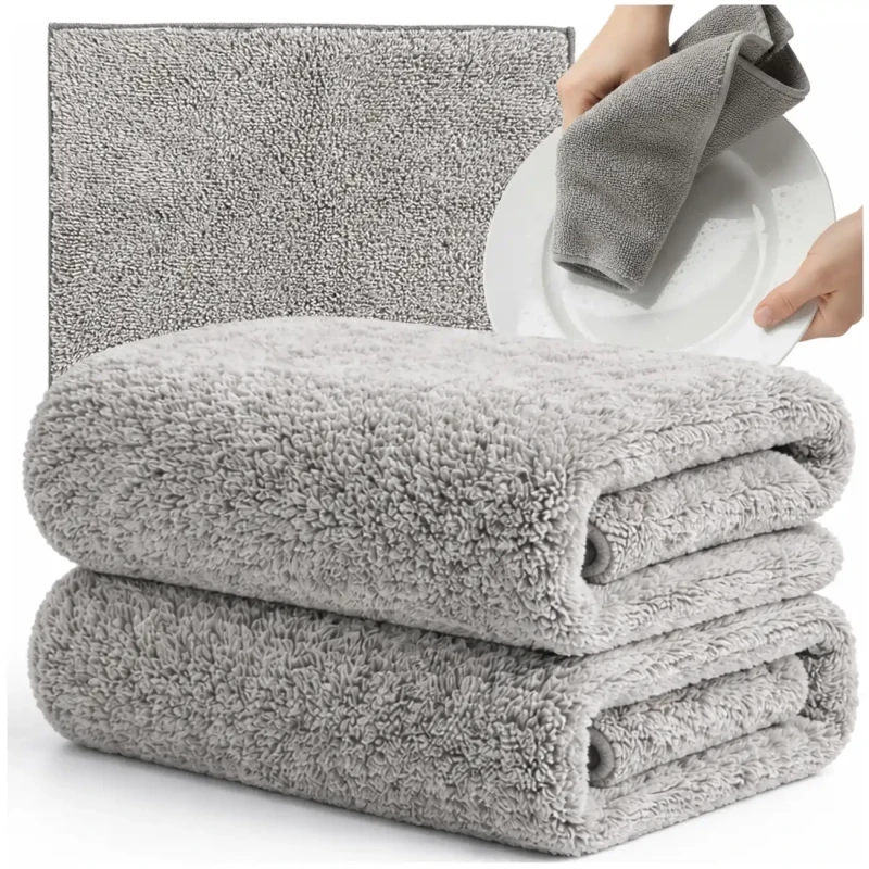 Ściereczki ścierki z mikrofibry 30 cm szare zestaw 2 sztuk 3.webp